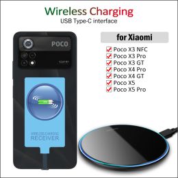 Chargers Qi Wireless Charging Receiver for Xiaomi Poco X5 X4 X3 Pro NFC POCO X4 GT Wireless Charger+USB TypeC Adapter