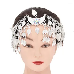 Hair Clips Alloy Tassels Women Headband Leaves Glossy Metal Charms Star Gypsy Jewellery Bohemian Ethnic Carved Hairband Feminina
