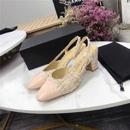 Tweed leather Pumps Designer Tweed shoes Dress shoes Ballet flats Dance shoe fashion women quilted sneakers Made Cap Toe boat shoe orang crossing