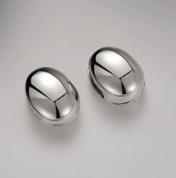 Clips S925 Pure Silver Ear Stud Perforated Ear Buckle Simple Large Glossy Surface Water Drop Egg Surface Ear Buckle Exquisite Jewellery