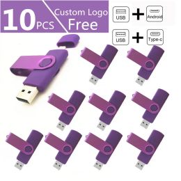 Drives 10pcs Free Micro /type C Otg 2 in 1 Cle Usb Flash Drives Pen Drive 4gb 8gb Memory Stick 16gb 64gb Pendrive 32gb Typec Otg