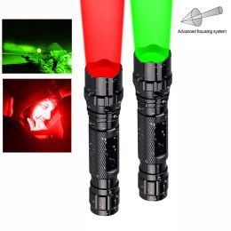 Scopes Tactical Green/Red Light Hunting Flashlight Adjustable Focus Zoom Torch Power by 18650 Battery for Outdoor Night Hunting Camping