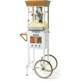 Makers Nostalgia Popcorn Maker Machine Professional Cart With Kettle Makes Up to 32 Cups Vintage Popcorn Machine Movie Theatre Style