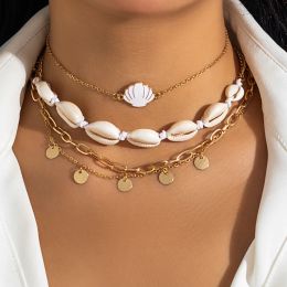 Necklaces 3 Layer Separable Acrylic Shell Choker Necklace for Women Trendy Boho Summer Beach Collar 2023 Fashion Jewelry Neck Accessories