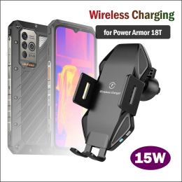 Chargers 15W Fast Car Wireless Charging Stand for Ulefone Power Armour 18 18T Car Holder Qi Wireless Charger Pad for Ulefone Armour 18T 18