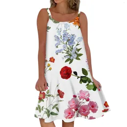 Casual Dresses Women'S Fashion Summer Beach Print Sleeveless Cute Sling Dress Elegant For Women 2024