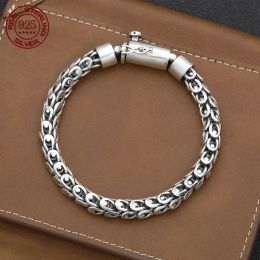 Strands 100% Real Solid S925 Silver Handmade Retro Domineering Dragon Scale Bracelet Men's Retro Luxury Trendy Personalised Jewellery Gift