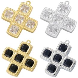 Necklaces Micro Inlay Accessories Cross Zircon Pendant for Handmade Materials DIY Necklace Chain Earrings Fittings Wholesale 3 Pieces