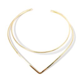 Necklaces Geometric Doubledeck Metal Torques Rigid Chokers Necklaces Gold Colour Bib Collar Necklace For Women Statement Jewellery MANILAI