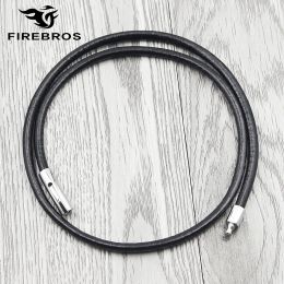 Necklaces FIREBROS Stainless Steel Clasp Black Genuine Leather Necklace Cord String DIY Pendant Men Women Jewellery Choker Long Neck Chain