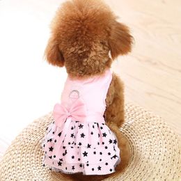 Dog Dresses Spring and Summer Princess Puppy Cat Skirts Star Pattern Teddy Bichon Dress Pet clothes 240411