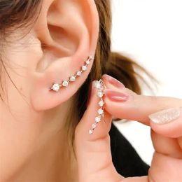 Earrings Long Dipper Ear Hook Clip on Earrings for Women FourProng Setting Zircon Climbing Ear Cuff Earrings Fashion Jewelry Gifts