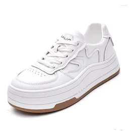 Casual Shoes Little White Women's Genuine Leather Spring 2024 Versatile Platform Low-top Board