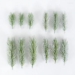 Decorative Flowers 10Pcs Artificial Plants Snow Pine Branches Christmas Tree Garland Decoration DIY Wreath Gift Box Fake Needle For Home