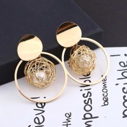 Earrings Fashion Statement clips Earrings 2019 Metal Round pearl Geometric Earrings For Women Hanging Earrings Modern Jewellery