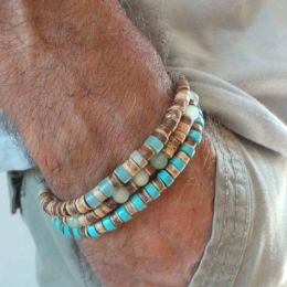 Bangle Mens Beaded Bracelet Surfer Style Bracelet.Mens Bracelet Stack Stacking Bracelets Stretch Boho Bracelets