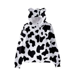 Sweatshirts 2 to 14 years kids hoodies Black White Cow print hoodie sweatshirt boys girls harajuku cartoon jacket coat teen clothes