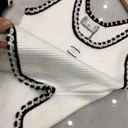Anagram-embroidered Women Tanks Camis Cotton-blend Tank Tops Two C Letters Designer Skirts Yoga Suit CHANNEL Dress Bra Vest Ladies Solid Vintage T Shirt Femme 4366456