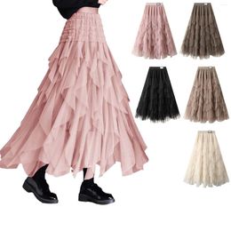 Skirts High Low Tulle Skirt 2024 Women's Long Maillard Fall Elegant Waist Cocktail Party Wedding For Women Casual