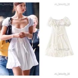 Designer Lovely High Quality Fashion Love Shack Fancy Autumn Beige Short Sleeve Ruffles Holiday Ins Bloggers Special Interest Mini Dress Women 35