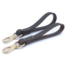 Leashes Real Leather Dog Leash 30/50cm Short Dog Leash Genuine Leather Traffic Lead for Medium Large Dogs Training and Walking 2cm Width