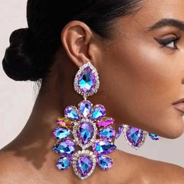 Dangle Chandelier Luxury Chandelier Drop Earrings Large High Quality for Women Accessories Exaggerate Rhinestone Dangle Earrings Stud Jewellery d240323