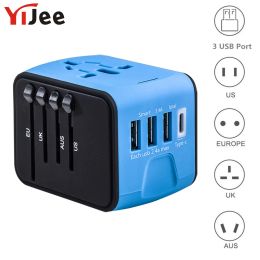 Chargers Yijee Universal Travel Adapter Electronic Plus Sockets 3.4a Fast Charging International Wall Charger Covers Us/eu/aus/uk