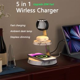 Chargers 5 in 1 Wireless Charger Stand 20W Fast Charging Dock Station for Iwatch Apple Watch Ultra S8 AirPods Pro For iPhone 14 13 12 XS