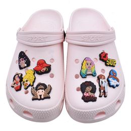 Anime charms black girl wholesale childhood memories funny gift cartoon charms shoe accessories pvc decoration buckle soft rubber clog charms