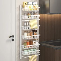 Racks Hoursehold PunchFree Door Organizer Shelf,Wall Hanging MultiLayer Adjustable Storage,Cabinet,Kitchen Condiment Storage Rack