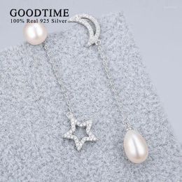 Stud Earrings Fashion Women Freshwater Pearl Earring Pure 925 Sterling Silver Star& Moon Jewellery Gift For Girl Party