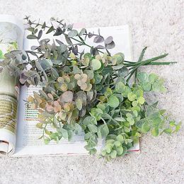 Decorative Flowers Artificial Plant Eucalyptus Leaves Plastic Green Plants Fake Home Room Decoration DIY Wedding Bridal Bouquet