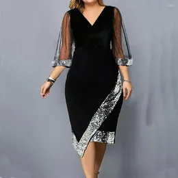 Casual Dresses Dressing Up Splicing Design Summer Solid Colour Plus Size Dress Daily Wear