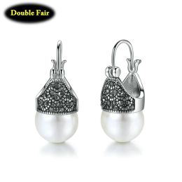 Earrings Hoop Earrings Women Round Inmitation Pearl Earrings For Women Christmas Present Retro Ear Drops Jewellery DWE700M