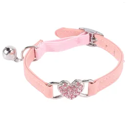Dog Apparel Heart Charm And Bell Cat Collar Safety Elastic Adjustable With Soft Velvet Material Pet Product Small S Pink