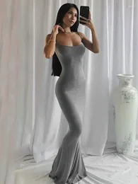 Casual Dresses Satin Slip Sleeveless Backless Slim Sexy Maxi Dress 2024 Spring Women Party Y2K Concise Bodycon Elegant Clothing