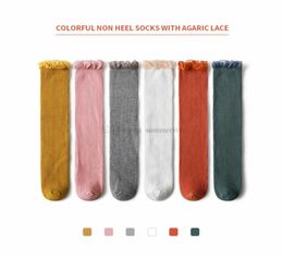 INS Kids lace ruffle socks 2021 Summer girls knitting knee high sock children cotton breathable legs A65672259487