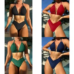 Mayo Kadınlar Artı Beden Plaj Bikini Siyah Seksi Halter Push Up Up 2 Parçalı Setler 2024 Yaz Kadın Mayolar 04