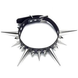 Necklaces Long Spike Choker Punk Faux Leather Collar For Women Men Cool Big Rivets Studded Chocker Goth Style Necklace Accessories