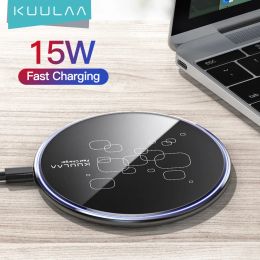 Chargers KUULAA 15W Wireless Charger For iPhone 14 13 12 11 Max XS XR 8 Plus Mirror Qi Wireless Charging Pad For Samsung S9 S10+ Note 9 8