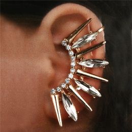 Earrings Fashion Cyrstal earrings Punk Rivet Ear Cuff Clip Trendy Inlaid Rhinestones Alloy Earcuffs Gothic Party Jewelry Clip Earrings