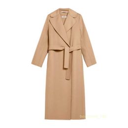Women's Coat Cashmere Coat Luxury Coat Maxmaras Womens Wide Lapel With Waistband Camel Colored Wool Wrap Coat Jacket