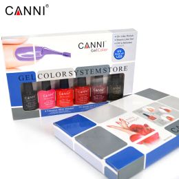 Kits New 6pcs/lot Canni Soak Off Led Long Lasting Uv Nail Gel Varnish Base Coat Gel No Wipe Topcoat Nail Art Colour Gel Kit Set