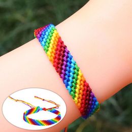 Link Bracelets 1Pc Unisex Rainbow Couple Bracelet For Men Women LGBT Lesbian Gay Pride Friends Lovers Handmade Rope Fashion Jewelry Gifts