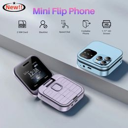 Unlocked i16 Pro MIni Fold Mobile Phone 2G GSM Dual SIM Card Speed Dial Video Player Magic Voice 3.5mm Jack FM Small Flip Cellphone