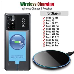 Chargers Qi Wireless Charger Receiver for Xiaomi Poco F5 F4 F3 M3 M4 M6 Pro X3 NFC X4 X5 Pro Wireless Charging Adapter TypeC Connector