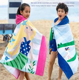 Beach Cover Ups Baby Soft Cartoon Hooded Towel 100 Cotton Children Swim Beach Bath Wear Kids Bathrobe High Quality5449217