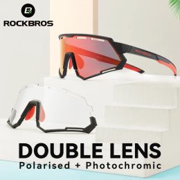 Sunglasses ROCKBROS Cycling Sunglasses Glasses Polarized Photochromic Lens Men Women MTB Road Bike Sports Eyewear Bicycle Goggles UV400