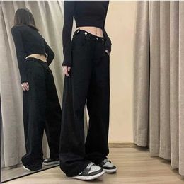 Frauen Jeans Schwarze Jeans Frauen weibliche Baumwolle neue übergroße Harajuku High Strt Damen Vintage Straight Jeans Mom Hosen Baggy Hosen Y240422