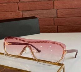 Shield Rimless Sunglasses Gold Pink Gradient Sun Glasses Fashion Sunglasses with box5133906
